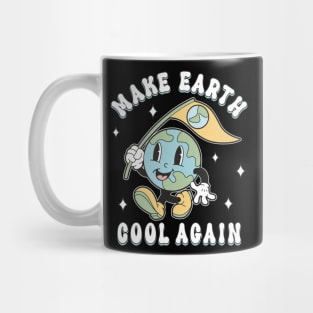 Earth Day Make Earth Cool Again Retro Mascot Statement Mug